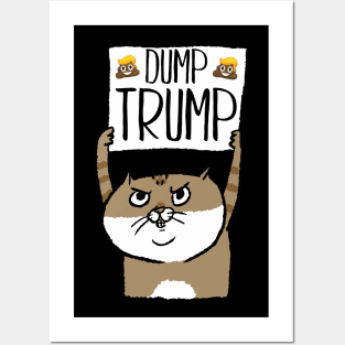 Funny Dump Trump Poop Emoticon Protest Cat Posters and Art